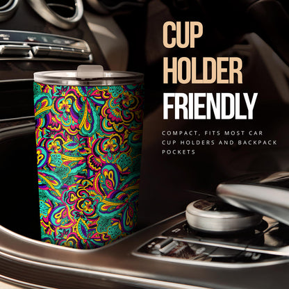 Psychedelic Trippy Floral Design Tumbler