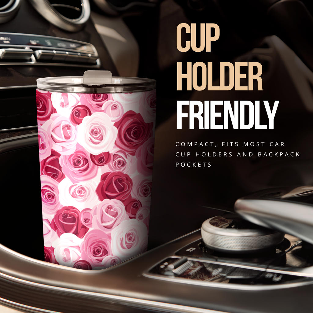 Pink Red Rose Pattern Print Tumbler