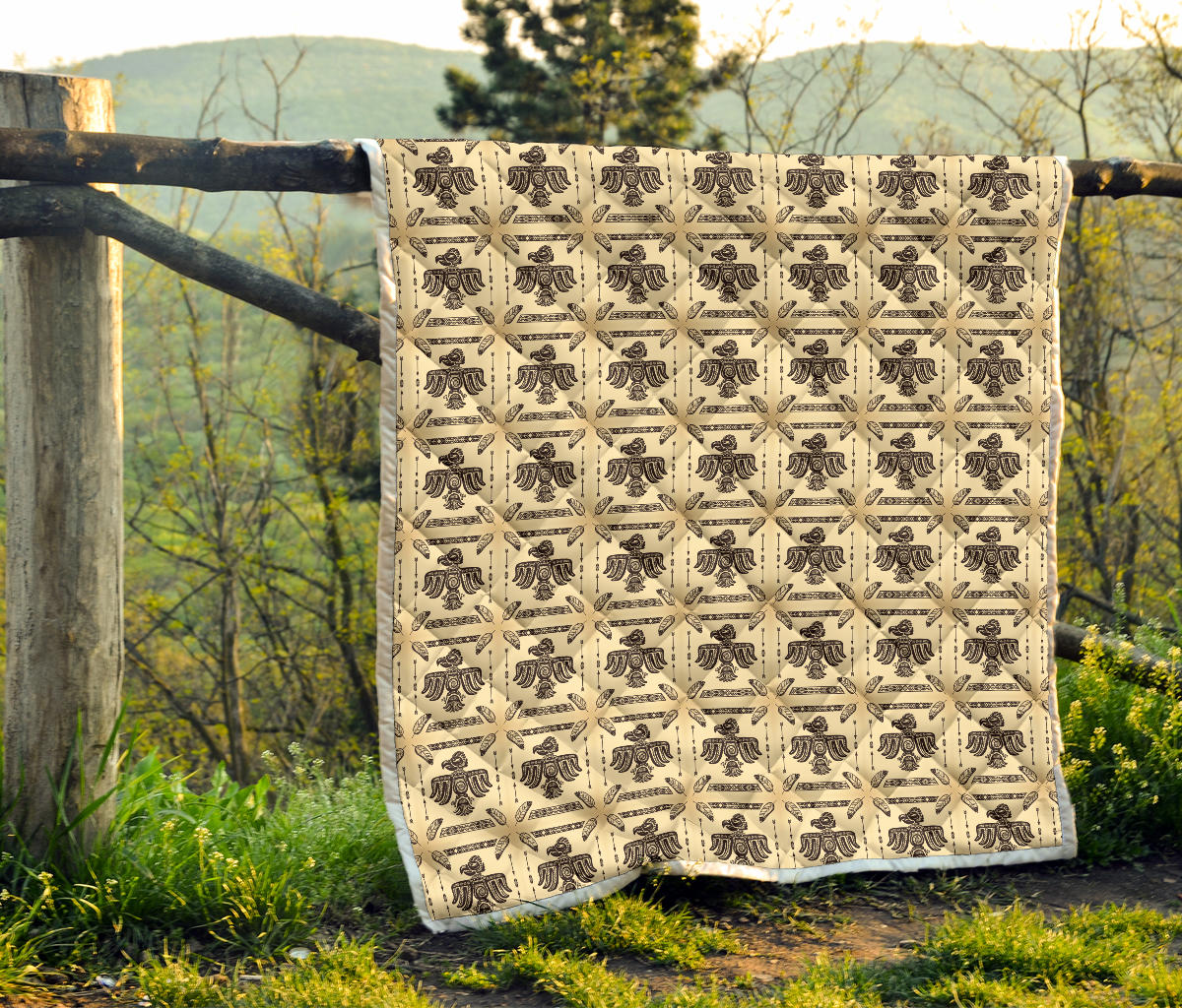 Native American Themed Design Print Quilt Bedspread