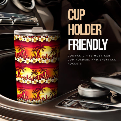 Hawaiian Tropical Sunset Hibiscus Print Tumbler