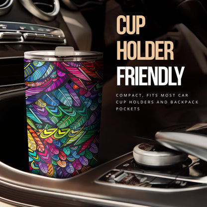 Feather Multicolor Design Print Tumbler
