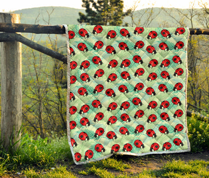 Ladybug Cute Print Pattern Quilt Bedspread
