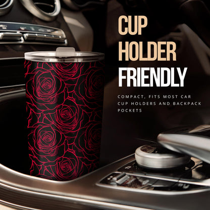 Red Rose Design Print Tumbler