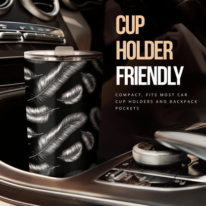 Feather Black White Design Print Tumbler