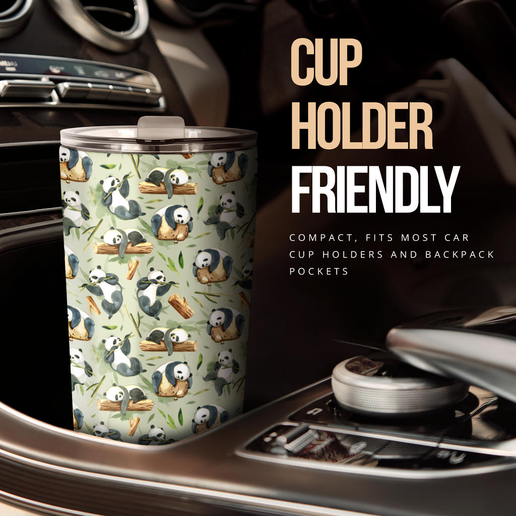 Panda Bear Design Bamboo Print Tumbler