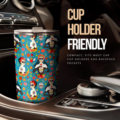 Day of the Dead Old School Girl Design Tumbler
