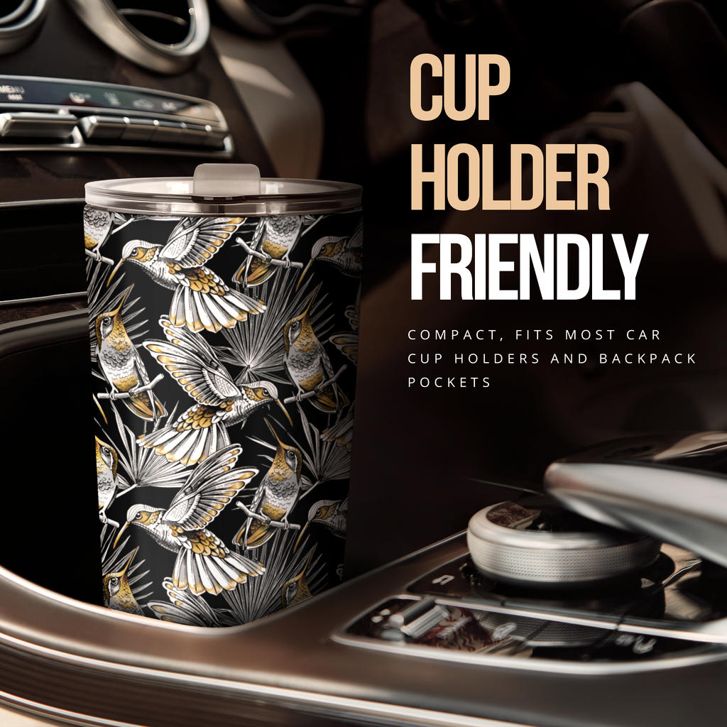 Hummingbird Gold Design Themed Print Tumbler