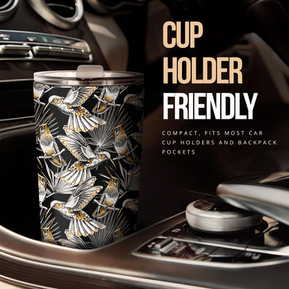 Hummingbird Gold Design Themed Print Tumbler