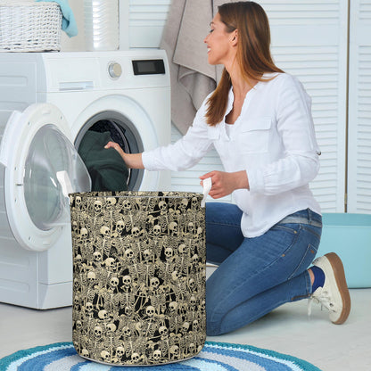 Skeleton Design Print Laundry Basket