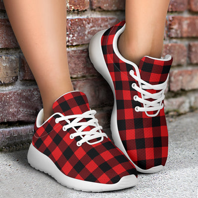 Red Black Buffalo Tartan Plaid Pattern Athletic Shoes