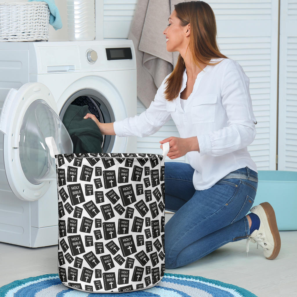 Christian Holy Bible Book Pattern Laundry Basket