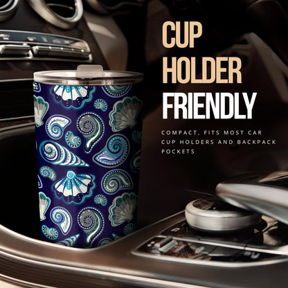 Beach Seashell Blue Print Tumbler
