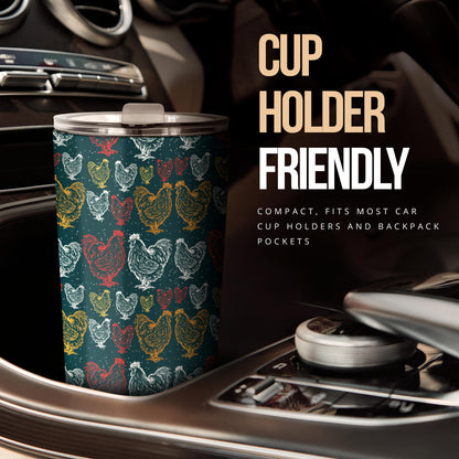 Rooster Hand Draw Design Tumbler