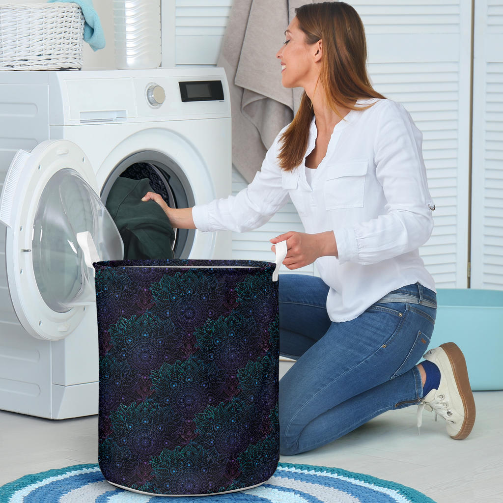 Boho Floral Mandala Laundry Basket