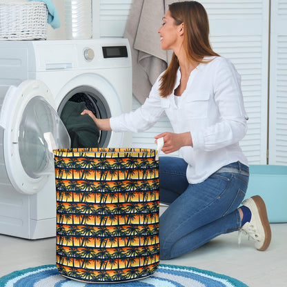 Palm Tree Sunset Design Print Laundry Basket
