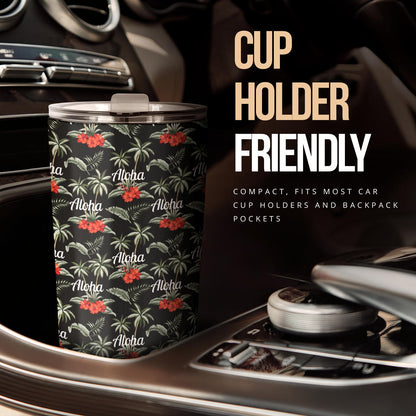 Aloha Palm Tree Design Themed Print Tumbler