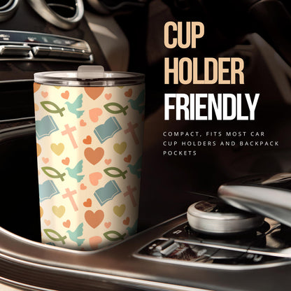 Christian Symbol Pattern Tumbler