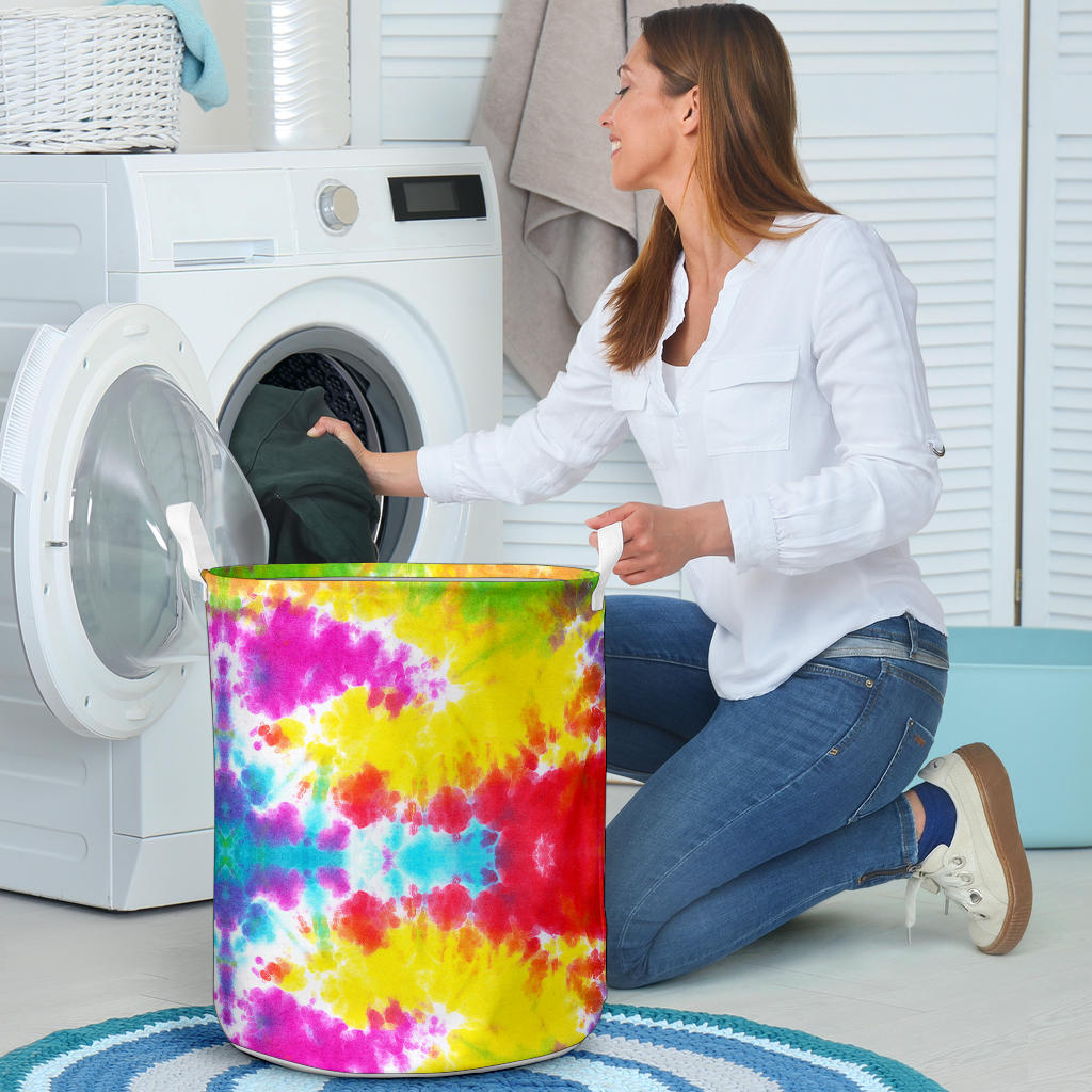 Tie Dye Rainbow Themed Print Laundry Basket