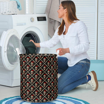 Skull Roses Bone Design Themed Print Laundry Basket