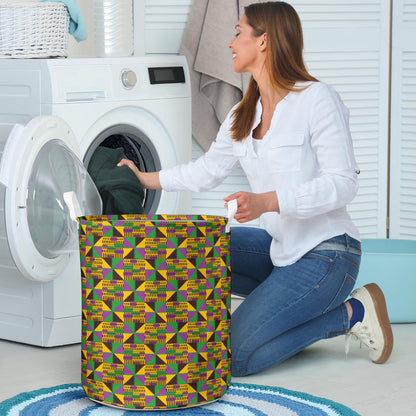 Kente Triangle Design African Print Laundry Basket