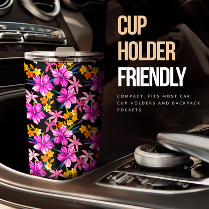 Tropical Folower Pink Hibiscus Print Tumbler