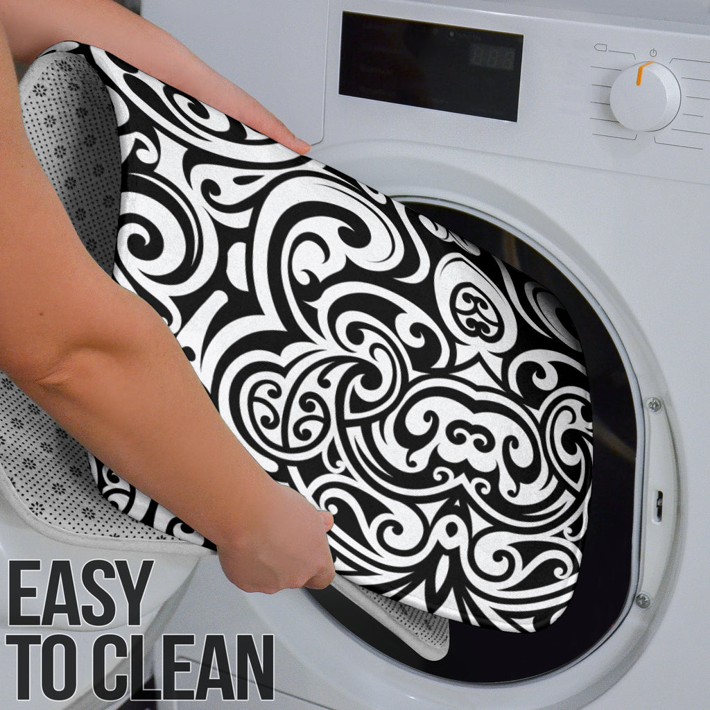 Polynesian Tattoo Pattern Bathroom Mat Set