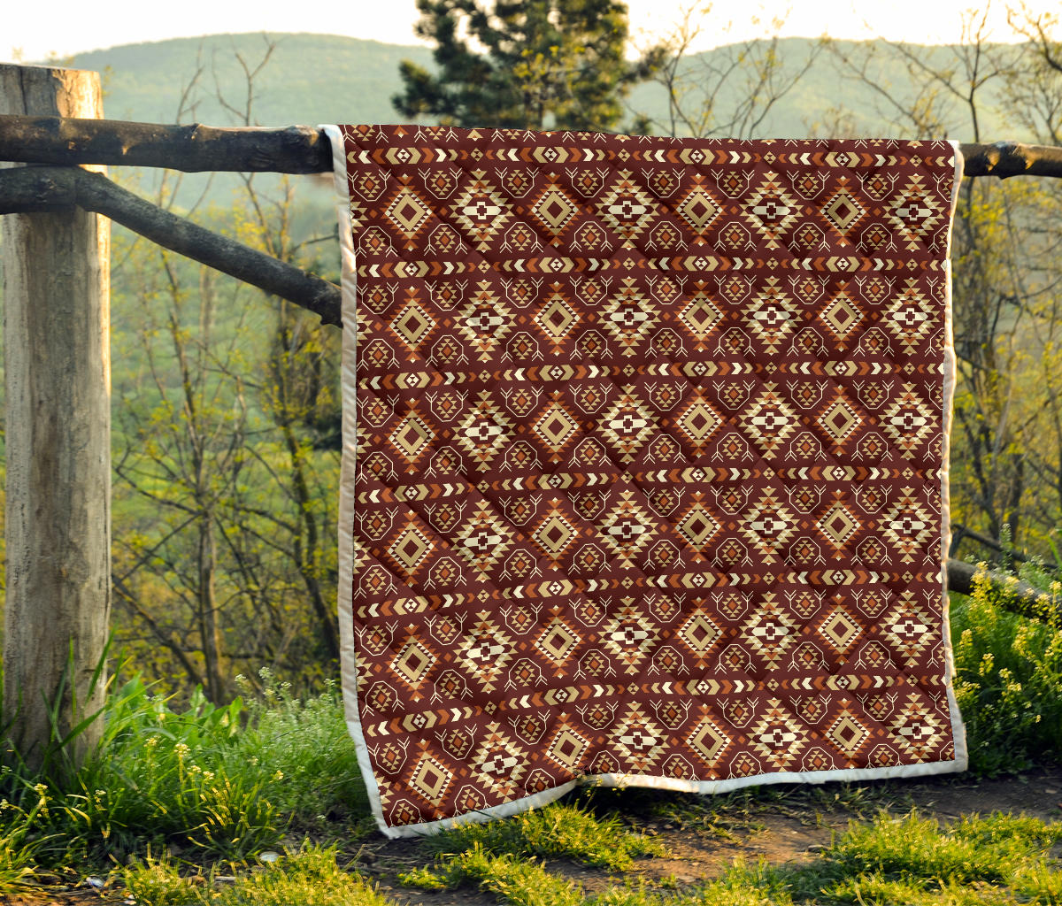 Navajo Native Color Print Pattern Quilt Bedspread