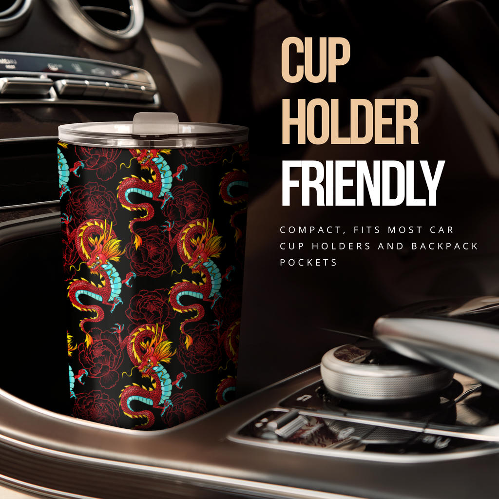 Chinese Dragons and Peonies Design Tumbler