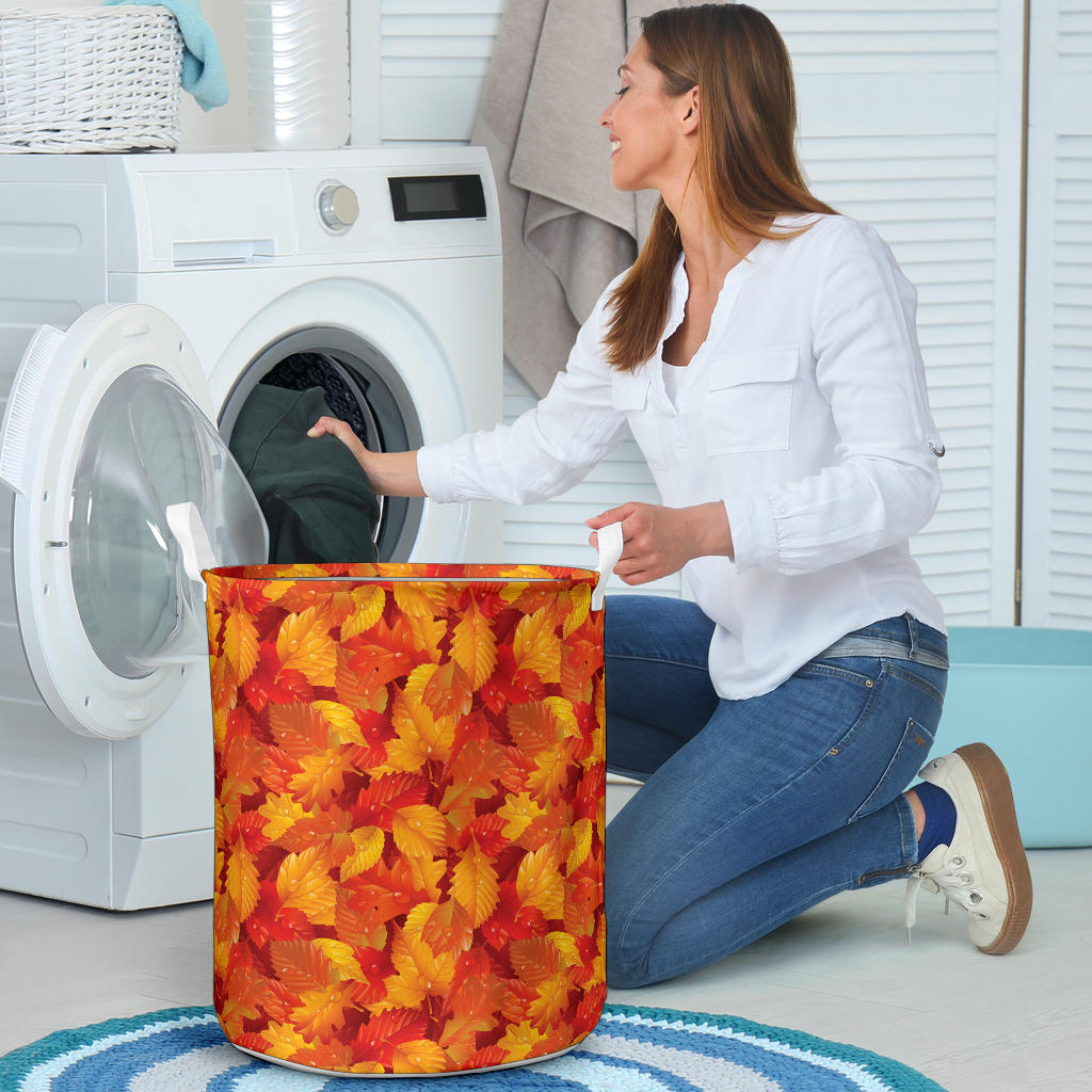 Elm Leave Autum Print Pattern Laundry Basket