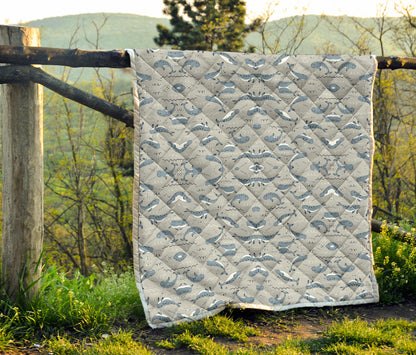 Narwhal Pattern Print Quilt Bedspread