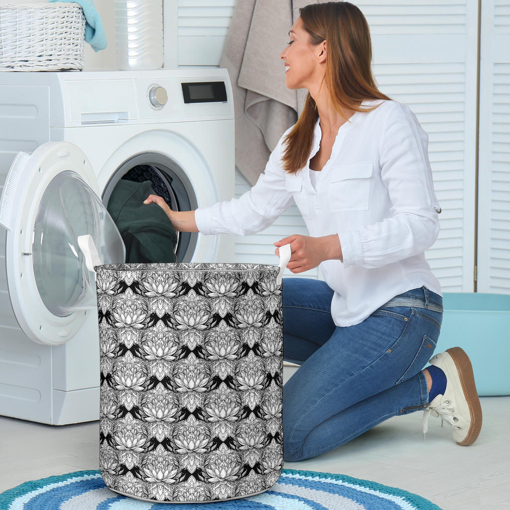 Lotus Mandala Print Pattern Laundry Basket