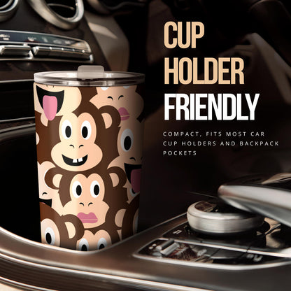 Emoji Monkey Print Pattern Tumbler