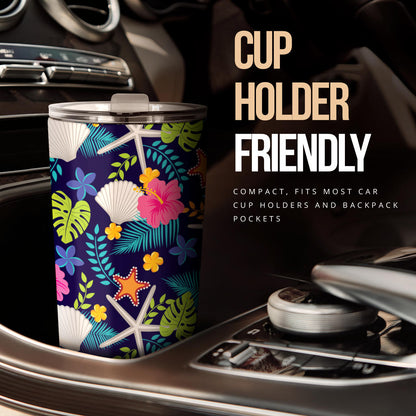 Beach Seashell Floral Theme Tumbler