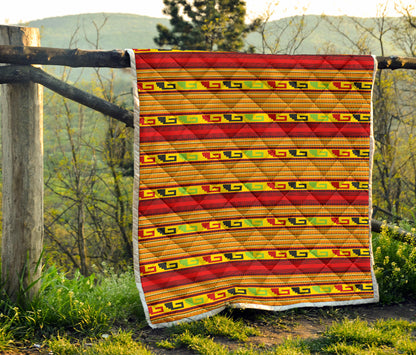 Mexican Blanket Ornament Print Pattern Quilt Bedspread