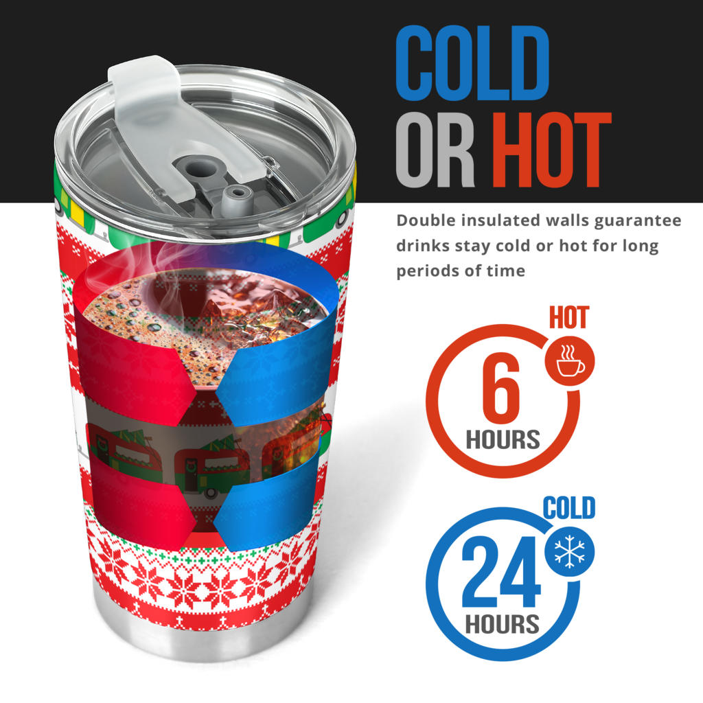 Camper Camping Ugly Christmas Design Print Tumbler