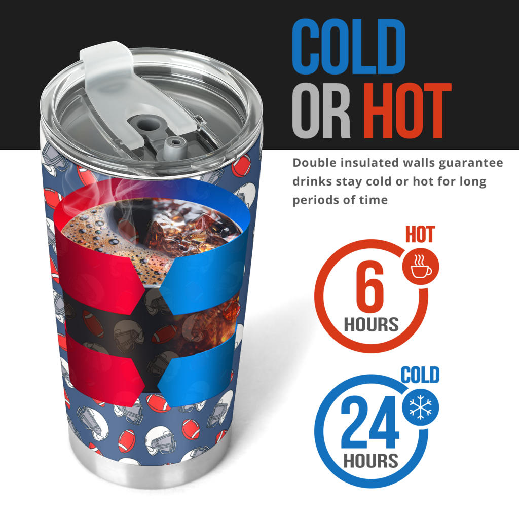 American Football Helmet Design Pattern Tumbler