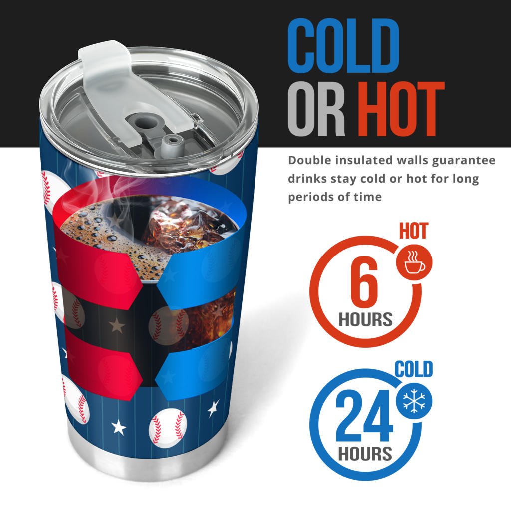 Baseball Star Print Pattern Tumbler