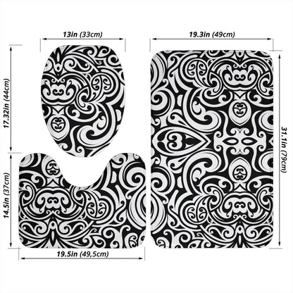 Polynesian Tattoo Pattern Bathroom Mat Set