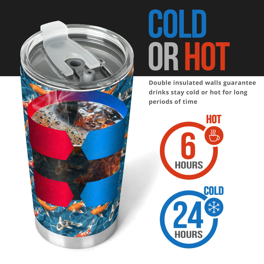 Koi Carp Water Design Themed Print Tumbler