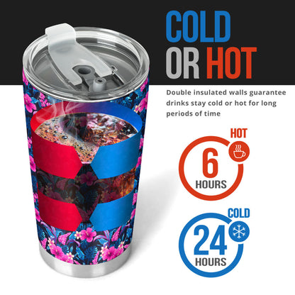 Tropical Folower Pink Themed Print Tumbler