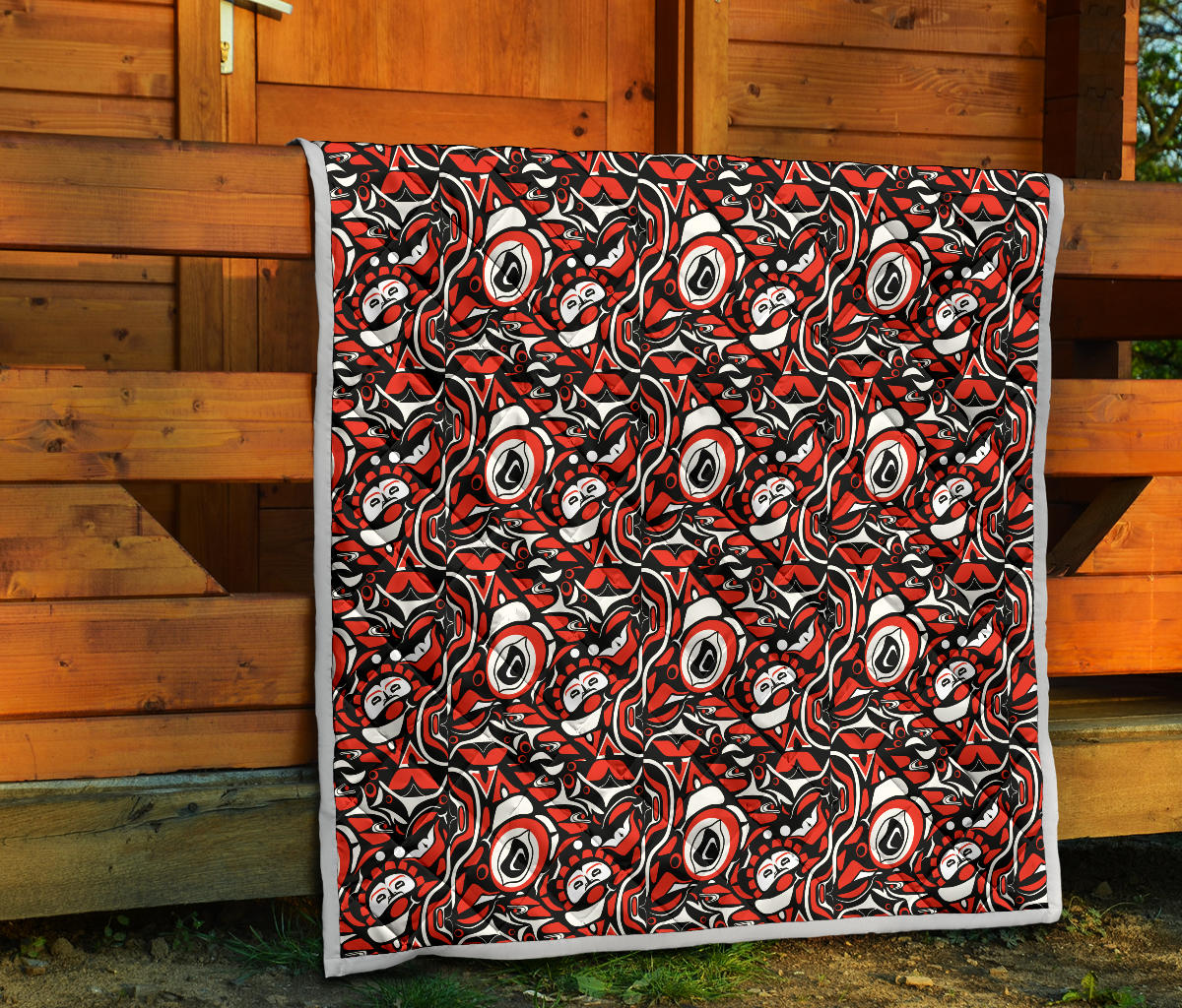 Native North American Themed Print Quilt Bedspread