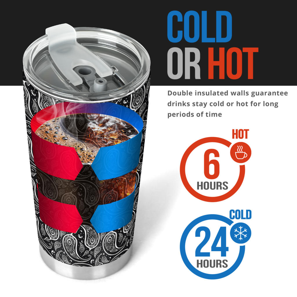 Paisley Black Design Print Tumbler