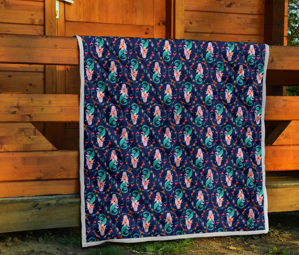Mermaid Girl Cute Design Print Quilt Bedspread