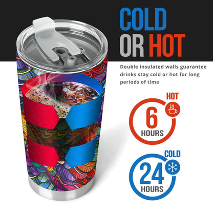 Feather Multicolor Design Print Tumbler