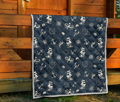 Nautical Sea Themed Print Quilt Bedspread
