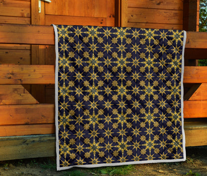 kaleidoscope Gold Print Design Quilt Bedspread