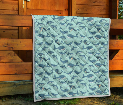 Narwhal Themed Print Quilt Bedspread