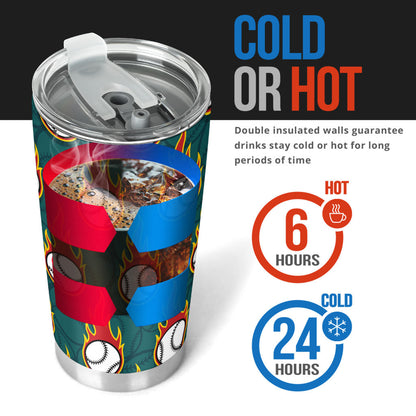Baseball Fire Print Pattern Tumbler