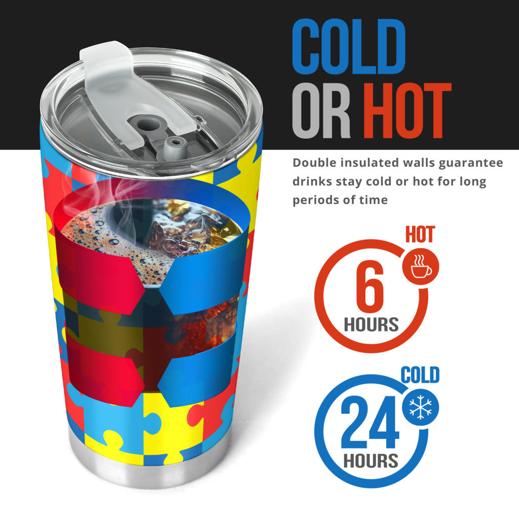 Autism Awareness Puzzles Design Print Tumbler