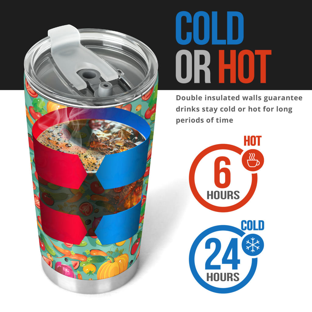 Vegan Colorful Themed Design Print Tumbler